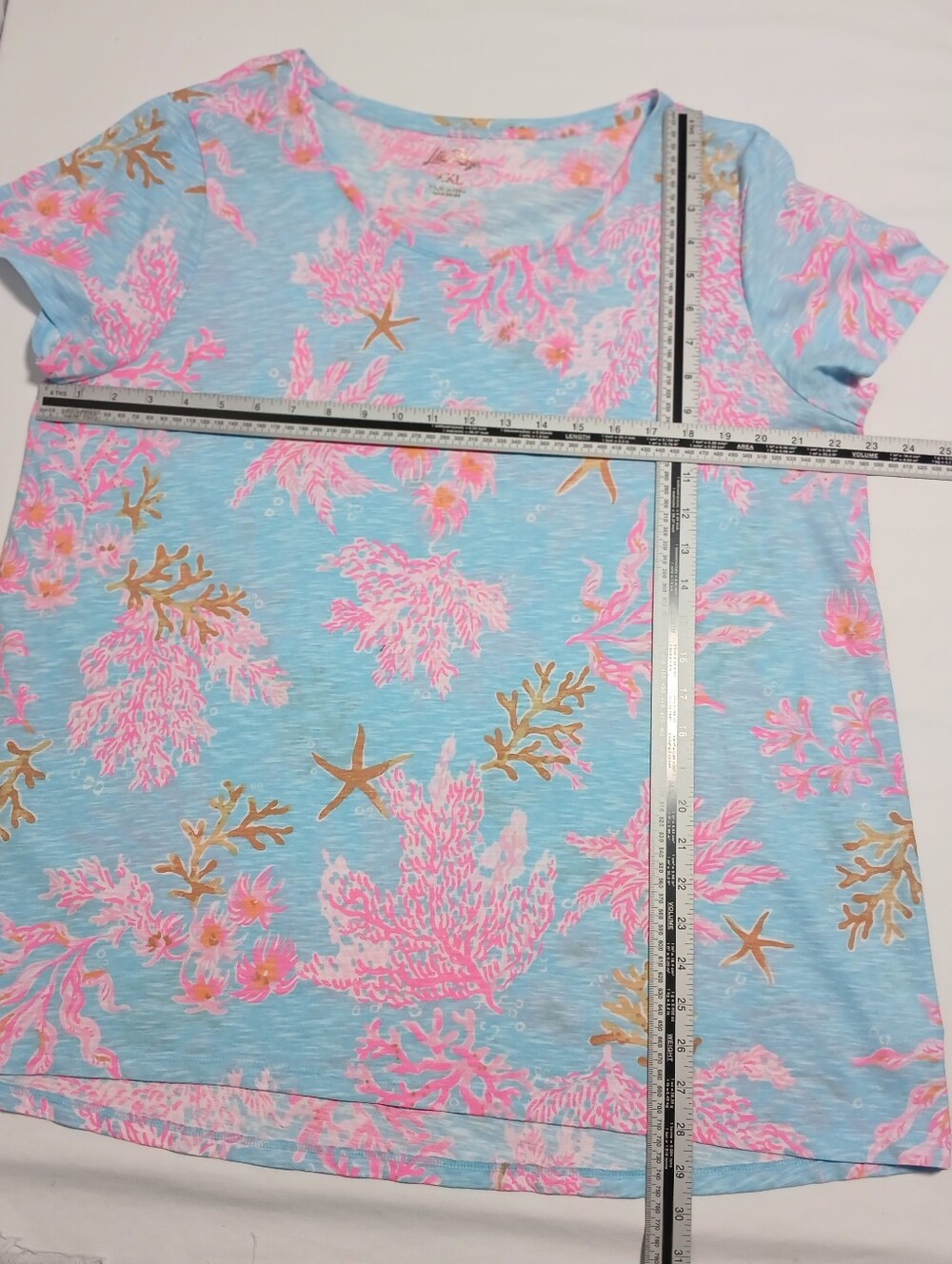 Lilly Pulitzer Etta Scoop Neck Multi Royal Cotton Tee. Size 2XL - Picture 5 of 9
